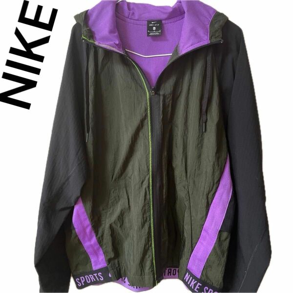 【NIKE/ナイキ】フレックスフルジップジャケット　ナイロンジャケット　ナイロンパーカー　バックプリント　ブランドロゴ　XL