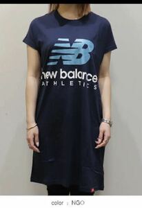 S 紺　ネイビー　定価以下　新品　Tシャツ　ワンピース　ニューバランス　newbalance ロゴ　 WD01502NGO チュニック　オーラサイズ