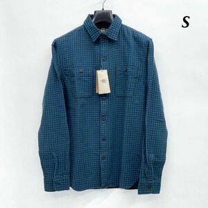 人気商品 23FW 新品 RRL チェックド インディゴ コットンリネン ワークシャツ Double RL ダブルアールエル ラルフローレン 長袖 Sサイズ