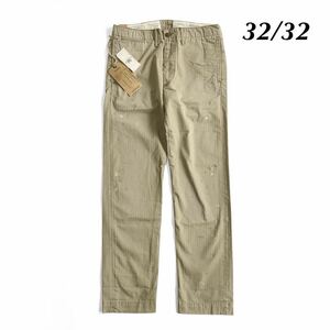 23FW 新品 RRL オフィサー ディストレスト ヘリンボーン パンツ DOUBLE RL ダブルアールエル ラルフローレン チノパンツ ベージュ 32/32