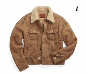 定価41万 23FW 新品 RRL シアリング ジャケット ダブルアールエル ラルフローレン ムートン レザー フライトジャケット レザー ボア L