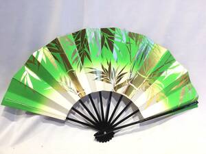 #10942# fan .. dancing Mai fan Japan dancing Mai pcs kimono small articles 29cm gold Gold green bamboo bokashi 