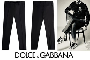 DOLCE&GABBANA ドルチェ&ガッバーナ　G6KUMT/FU6SN サイドライン コットントラウザーズパンツ MADE in ITALY 44