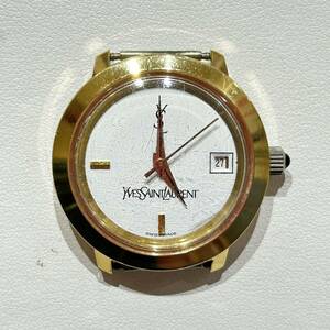 イヴ・サンローラン 手巻き 腕時計 デイト 3針 YSL ゴールド