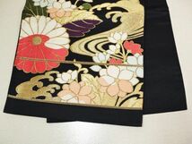 帯 刺繍 和装 菊 花 流水柄 金糸 豪華絢爛 時代物 着物 愛知 名古屋 レトロ(60)OB009_画像8