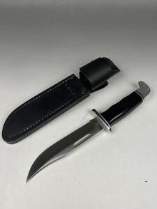 N) 美品 BUCK KNIVES バック ナイフ パスファインダー 119 USA製 キャンプ用品 アウトドア サバイバルナイフ 革ケース付 