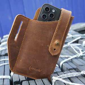  new goods original leather mobile holder ho ru Star smartphone iPhone waist bag pouch mobile telephone pocket n back dark brown free shipping 