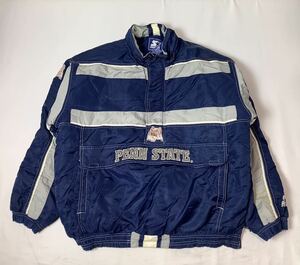 STARTER スターター // 長袖 中綿入り 刺繍 フロントポケット プルオーバー ハーフジップ ナイロン ジャケット (ネイビー系)サイズ XL