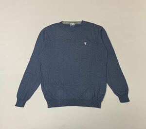 Coen コーエン // 長袖 マーク刺繍 カシミヤ混 コットンニット セーター (杢ライトブルー系) サイズ XL