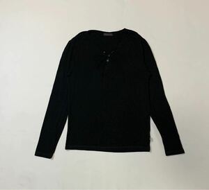 MORGAN // 長袖 ストレッチ ヘンリーネック Tシャツ・カットソー (黒) サイズ M