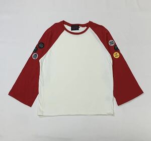 (未使用) RETRO BOY // 長袖 プリント Tシャツ・カットソー (白×赤系 切替) サイズ M