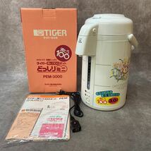 未使用 保管品 TIGER タイガー 沸騰100ポット PEM-3000 3.0L どっしりミニ 花柄 ブーケ 電気エアーポット 箱付 取説付_画像1