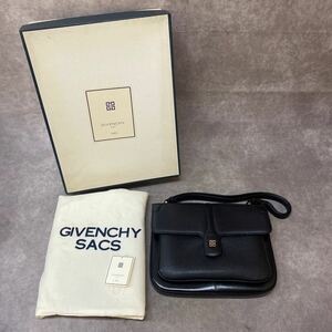 中古　GIVENCHY SACS ジバンシィ ハンドバッグ レザー 黒 ブラック ショルダーバッグ 肩掛け ハンドバッグ レザー 箱付