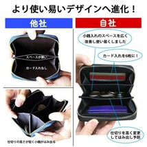 メンズ コインケース カード カードも入る 小さい レディース ミニ財布 プレゼント 仕切り おしゃれ 薄い小銭入れが開く財布 2室 PVCレザ_画像2