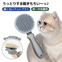 ペットブラシ グリーン ワンプッシュ 猫 ブラシ 短毛 よく取れる ワンタッチ 痛くない 犬 気持ちいい 毛玉 ムダ毛 抜け毛 毛取り ペット ブ_画像10