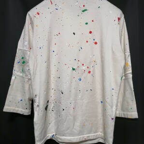 Lサイズ ジャイアントルイヴィトンロゴレインボースプラッシュペイント加工シルク最高傑作一瞬でルイヴィトンと分かる7分袖Tシャツの画像3