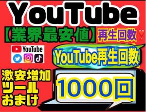 業界最安値★高品質【YouTube再生回数1000回おまけ】増加ツールのセット！！