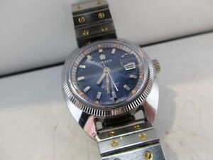 Citizen Date Star 手巻 21J 腕時計/動作確認済 分解清掃済 機関良好 シチズン デートスター 青文字盤 ビンテージ