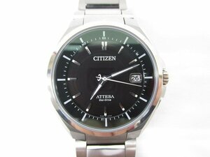 [即日発送]☆ジャンク☆CITIZEN シチズン ATTESA アテッサ H110-T016308 腕時計 エコドライブ 電波ソーラー 黒文字盤×シルバー 稼働品 371