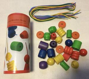  Germany made ji-na company wooden beads set 25 piece tube boxed cord 5ps.@ attaching string through .