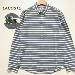 ラコステ LACOSTE マリンボーダーシャツ ボーダー 長袖シャツ プルオーバー トップス コットン 綿 ワニロゴ サイズ4 メンズ