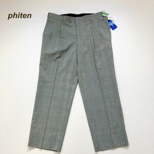 【未使用/大きいサイズ】 ファイテン phiten 97-130 3L 4L 2XL 3XL チェック柄 グレー系 パンツ スラックス アクアチタン 吸汗 メンズ
