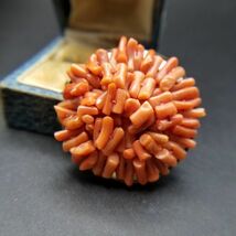 コーラルカラー 珊瑚調 米国 ヴィンテージ ブローチ 個性派 トゲトゲ 昭和レトロ コスチュームジュエリー オレンジ SNN3_画像2