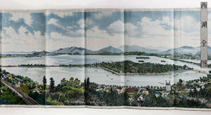 中国 杭州 西湖全図 鳥瞰図 刺繍 布 パノラマ 全図 1025ｘ301 支那