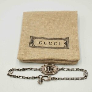 [ коробка * сумка для хранения есть ]GUCCI Ag925 серебряный браслет < аксессуары > Gucci SV мужской бренд мода GG Logo 