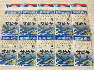 ★　未使用 ガマカツ 白スキン サビキ 仕掛け 5号 7本針 10枚　gamakatsu オキアミ アジ イワシ サバ　★