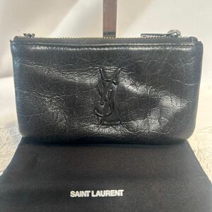 【#sk】Yves Saint Laurent YSL コインケース ブラック レザー イヴサンローラン 小銭入れ 黒 0123-03-1-0232-2-0-0