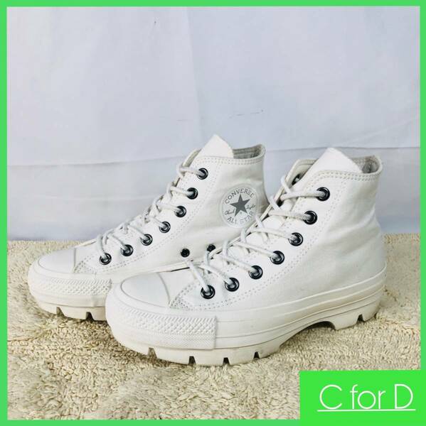 ★CONVERSE★24.5cm ハイカットスニーカー コンバース オールスター 100 CB CHUNK HI レディース 白色 ホワイト 厚底 スニーカー S562