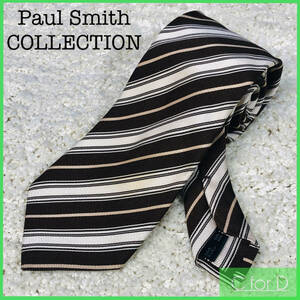 ★Paul Smith COLLECTION★ ネクタイ ポールスミス コレクション メンズ 茶系 ブラウン ストライプ柄 シルク混 イタリア製 A025