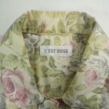 L'EST ROSE レストローズ 花柄ショートジャケット フレアスカート セットアップ レディース 白 ピンク 緑 サイズM*MC873_画像9