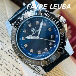 ■カッコイイ！■ファーブルルーバ【FAVRE LEUBA】メンズ腕時計/手巻き機械式/ダイバーズアンティークウォッチ/ビンテージ/38㎜/ネイビー