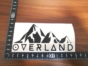 OVERLAND オーバーランド　カッティングステッカー　黒　山　マウンテン　キャンプ　アウトドア　登山　等高線　車　屋外　ステッカー　③