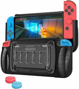 Nintendo Switch カバー 任天堂スイッチ 7つゲームカード収納可能 ケース スタンド機能 【改良版Bluetoothトランスミッター対応設計 耐衝撃