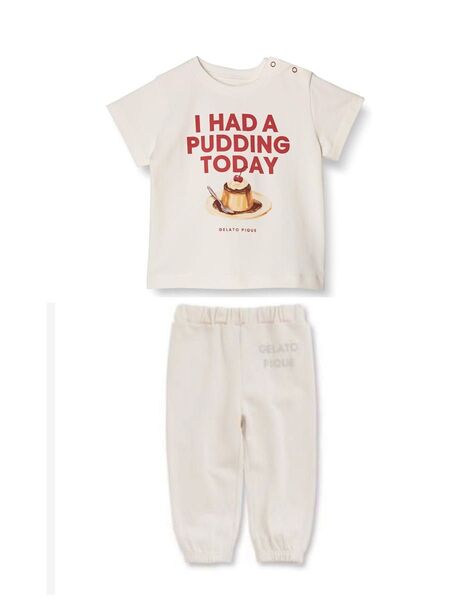 ジェラートピケ プリンTシャツ & 裏毛ロングパンツ 上下セット セットアップ