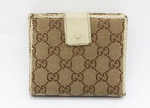 グッチ 二つ折り 財布 レザー GG柄 GGキャンバス ブラウン系 小銭入れ 札入れ ウォレット レディース GUCCI z24-475-2 中古品 z_b_画像2