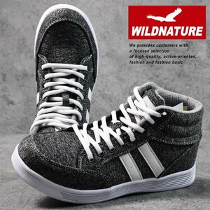 WILDNATURE スニーカー メンズ 靴 男性用 ハイカット ミッドカット ミドルカット おしゃれ 軽量 2955 グレー 25.0cm / 新品 1円 スタート