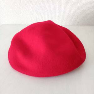 韓国購入 56cm 男女兼用 ベレー帽 ハット 帽子 絵描き帽 赤 レッド フェルト帽子 鮮やかな赤色 ビビットカラー 真っ赤