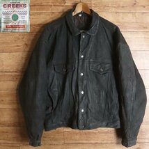 J1T/Y1.30-3　アメリカ古着　CREEKS　レザージージャン　本革　レザージャケット　ライダース　革ジャン　皮ジャン　XLサイズ　メンズ_画像1