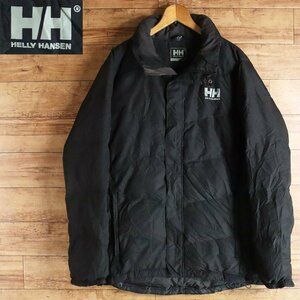 I7J/R1.31-5　アメリカ古着　HELLY HANSEN　ヘリーハンセン　ダウンジャケット　ジャンパー　収納フード　アウトドア　L　ブラック