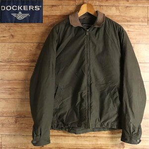 C8S/R2.1-2　DOCKERS　ドッカーズ　パディングジャケット　中綿　ブルゾン　ジャンパー　裏フリース　フルジップ　アウター　L　カーキ系