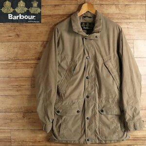 I8J/R1.30-1　ユーロ古着　Barbour　バブアー　ハンティングジャケット　ハーフコート　ウォータープルーフ　裏チェック　S　ベージュ