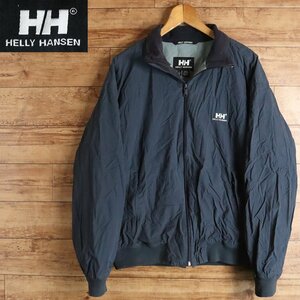 I8J/R1.30-1　HELLY HANSEN　ヘリーハンセン　ナイロンパディングジャケット　中綿ブルゾン　刺繍ロゴ　L　ネイビー　アメリカ古着