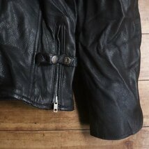 B7T/Y2.6-3　アメリカ古着　BARNEYS LEATHER　シングルライダース　本革　ライン　ライナー付き　レザージャケット　48　メンズ　革ジャン_画像7