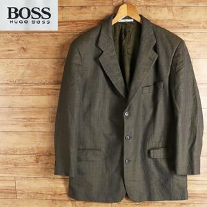 &4J/R2.5-2　アメリカ製　HUGO BOSS　ヒューゴボス　ウール　テーラードジャケット　ブレザー　3B　グレンチェック　ユーロ古着