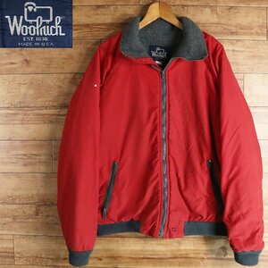 \5J/R2.7-5　80s　アメリカ製　WOOLRICH　ウールリッチ　ナイロンフリースジャケット　ブルゾン　ジャンパー　L　レッド　アメリカ古着