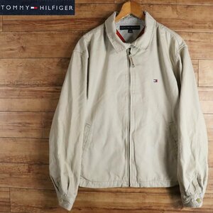 \5J/R2.7-5　TOMMY HILFIGER　トミーヒルフィガー　スウィングトップ　ハリントンジャケット　ブルゾン　XL　べージュ　アメリカ古着